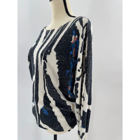 Mother Denim Black White Abstract Sweater Pullover Sweatshirt Cut Medium - Picture 2 of 11